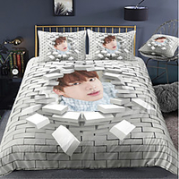 BTS Series 3-Piece Duvet Cover Set Hotel Bedding Sets Comforter Cover with Soft Lightweight Microfiber For Holiday Decoration(Include 1 Duvet Cover and 1or 2 Pillowcases)
