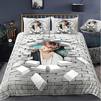 BTS Series 3-Piece Duvet Cover Set Hotel Bedding Sets Comforter Cover with Soft Lightweight Microfiber For Holiday Decoration(Include 1 Duvet Cover and 1or 2 Pillowcases)