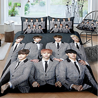 BTS Series 3-Piece Duvet Cover Set Hotel Bedding Sets Comforter Cover with Soft Lightweight Microfiber For Holiday Decoration(Include 1 Duvet Cover and 1or 2 Pillowcases)