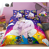 BTS Series 3-Piece Duvet Cover Set Hotel Bedding Sets Comforter Cover with Soft Lightweight Microfiber,  Include 1 Duvet Cover,  2 Pillowcases for Double/Queen/King(1 Pillowcase for Twin/Single)