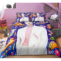 BTS Series 3-Piece Duvet Cover Set Hotel Bedding Sets Comforter Cover with Soft Lightweight Microfiber,  Include 1 Duvet Cover,  2 Pillowcases for Double/Queen/King(1 Pillowcase for Twin/Single)