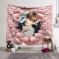 BTS Wall Tapestry Art Decor Blanket Curtain Hanging Home Bedroom Living Room Decoration Polyester Handsome Star Celebrity