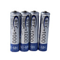 BTY 1000mAh Ni-MH Rechargeable AAA Batteries (4-Pack)