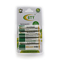 BTY 2500mAh AA Ni-MH Rechargeable Battery Set (4 Batteries)