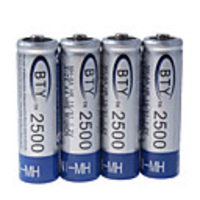 BTY 2500mAh Ni-MH Rechargeable AA Batteries (4-Pack)