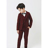 Burgundy Linen / Cotton Blend Ring Bearer Suit - 1 set Includes Coat / Vest / Pants