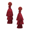 burgundy tassel earring for women 3 tiered layered boho statement long fringe featuring 2mm glass seed beaded stud vintage chandelier dangle earring
