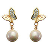 Butterfly Alloy Zircon Pearl Earrings