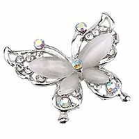 butterfly brooch pins elegant rhinestone brooches women corsage scarf shawl clothing accessories, silver