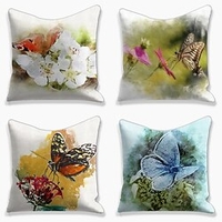 Butterfly Bush Double Side Cushion Cover 4PC Soft Decorative Square Throw Pillow Cover Cushion Case Pillowcase for Bedroom Livingroom Superior Quality Machine Washable Indoor Cushion for Sofa Couch Bed Chair miniinthebox