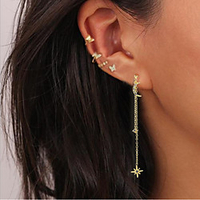 Butterfly Earrings Tassel Fringe Moon Star Stylish Elegant European Sweet Earrings Jewelry Gold For Wedding Party Evening Street Date Festival 1 set miniinthebox