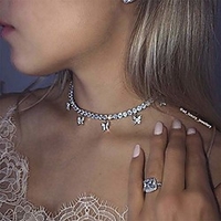 butterfly necklace choker bling iced cz tennis chain jewelry gift for women girls (gold)