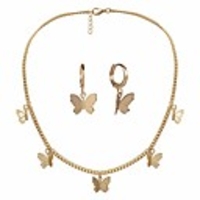 butterfly necklace earrings set adjustable butterfly chain necklace charm hoop earrings butterfly jewelry for women girls birthday mother