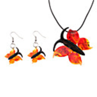 Butterfly Pattern Coloured Glaze Earrings Necklace Jewelry Set