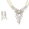Butterfly Pattern Tassels Diamond-encrusted Pearl Jewelry Set