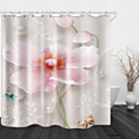 Butterfly Pink Flowers Digital Printing Shower Curtain Shower Curtains Hooks Modern Polyester New Design