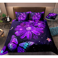 Butterfly Print 3-Piece Duvet Cover Set Hotel Bedding Sets Comforter Cover with Soft Lightweight Microfiber,  Include 1 Duvet Cover,  2 Pillowcases for Double/Queen/King(1 Pillowcase for Twin/Single) miniinthebox