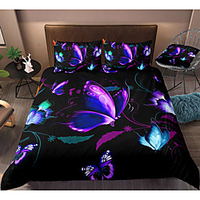 Butterfly Print 3-Piece Duvet Cover Set Hotel Bedding Sets Comforter Cover with Soft Lightweight Microfiber,  Include 1 Duvet Cover,  2 Pillowcases for Double/Queen/King(1 Pillowcase for Twin/Single) miniinthebox