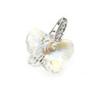 Butterfly Shaped Crystal And 925 Sterling Silver With Platinum Plated Pendant - Clear