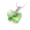 Butterfly Shaped Crystal And 925 Sterling Silver With Platinum Plated Pendant - Green