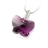 Butterfly Shaped Crystal And 925 Sterling Silver With Platinum Plated Pendant - Purple