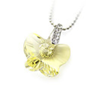 Butterfly Shaped Crystal And 925 Sterling Silver With Platinum Plated Pendant - Yellow