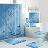 Butterfly Water Splash Digital Printing Four-Piece Set Shower Curtains Hooks Modern Polyester Machine Made Waterproof Bathroom