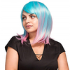 C017 Synthetic Wig Afro Curly Asymmetrical Wig Short Synthetic Pink and blue Hair Men