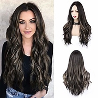 C175 Long Curly Wig 55 cm Middle Parting Womens Wigs Natural Synthetic Wigs Womens Curly Wavy Wig Party Cosplay Halloween WQ04 miniinthebox