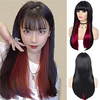 C898 Wig Black Red Long Straight Pony Wig Synthetic Cosplay Full Wigs for Women Heat Resistant Halloween Carnival Party (Black amp; Red) miniinthebox