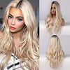 C903 Natural Long Wavy Wig for Women Ash Blonde Ombre Wig with Brown Roots Middle Parting Heat Resistant Synthetic Wig for Cosplay Halloween miniinthebox