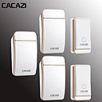 CACAZI Home Waterproof Wireless Doorbell Self-Powered LED Light No Battery Button Cordless Ring Bell 38 Chime 2 Button 3 Receiver