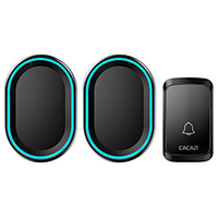 CACAZI Home Wireless Intelligent Doorbell LED Night Light 300M Remote Waterproof Bell 58 Chimes US EU Plug 1 Button 2 Receiver