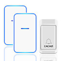 CACAZI No Battery Required Wireless Doorbell 1 Button 2 Receiver Self-powered Waterproof LED Night Light Home Cordless Call Bell