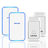 CACAZI No Battery Required Wireless Doorbell 2 Button 2 Receiver Self-powered Waterproof LED Night Light Home Cordless Call Bell