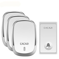 CACAZI Self-Powered Waterproof Wireless Doorbell LED Light No Battery Home Cordless door bell 1 Button 3 Receiver
