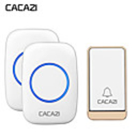 CACAZI Self-powered Wireless Doorbell Waterproof No battery 38 Chimes Cordless DoorBell 1 Button 2 Receiver