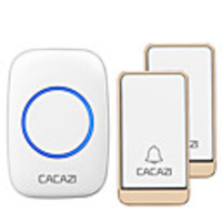 CACAZI Self-powered Wireless Doorbell Waterproof No battery 38 Chimes Cordless DoorBell 2 Button 1 Receiver
