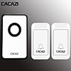CACAZI Self-powered Wireless Doorbell Waterproof No Battery LED Home Cordless Ring Bell Distant Chime Doorbell 2 Button 1 Receiver