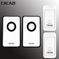 CACAZI Self-powered Wireless Doorbell Waterproof No Battery LED Home Cordless Ring Bell Distant Chime Doorbell 2 Button 2 Receiver