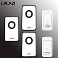 CACAZI Self-powered Wireless Doorbell Waterproof No Battery LED Home Cordless Ring Bell Distant Chime Doorbell 2 Button 3 Receiver