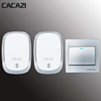 CACAZI Smart Wireless Waterproof Doorbell 300M Remote Battery Button LED Light Home Cordless Bell 36 Chimes 4 Volume 1 Button 2 Receiver