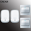 CACAZI Smart Wireless Waterproof Doorbell 300M Remote Battery Button LED Light Home Cordless Bell 36 Chimes 4 Volume 2 Button 2 Receiver
