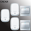 CACAZI Smart Wireless Waterproof Doorbell 300M Remote Battery Button LED Light Home Cordless Bell 36 Chimes 4 Volume 2 Button 3 Receiver