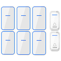 CACAZI Waterproof Wireless Doorbell 2 Button 6 Receiver 300M Remote Intelligent LED Light Home Door Bell Wireless Chime