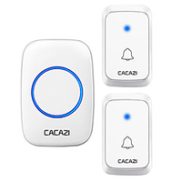 CACAZI Waterproof Wireless Doorbell LED Light Battery 300M Remote Home Cordless Call Bell EU US UK AU Plug 58 Chime 2 Button 1 Receiver