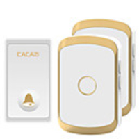 CACAZI Waterproof Wireless Doorbell Self-powered No battery LED Light Home cordless doorbell 1 Button 2 Receiver