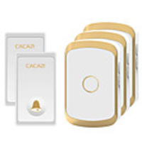 CACAZI Waterproof Wireless Doorbell Self-powered No battery LED Light Home cordless doorbell 2 Button 3 Receiver