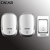CACAZI Wireless Doorbell DC Battery Operated Waterproof 200M Remote Smart Home Door Ring Bell chimes 1 Button 2 Receiver
