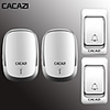 CACAZI Wireless Doorbell DC Battery Operated Waterproof 200M Remote Smart Home Door Ring Bell chimes 2 Button 2 Receiver